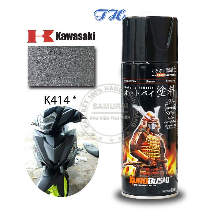 Sơn Xịt Samurai chuyên dùng cho xe máy màu xám lông chuột K414 chống cháy, chống rạn nứt, vòi xịt chống chảy