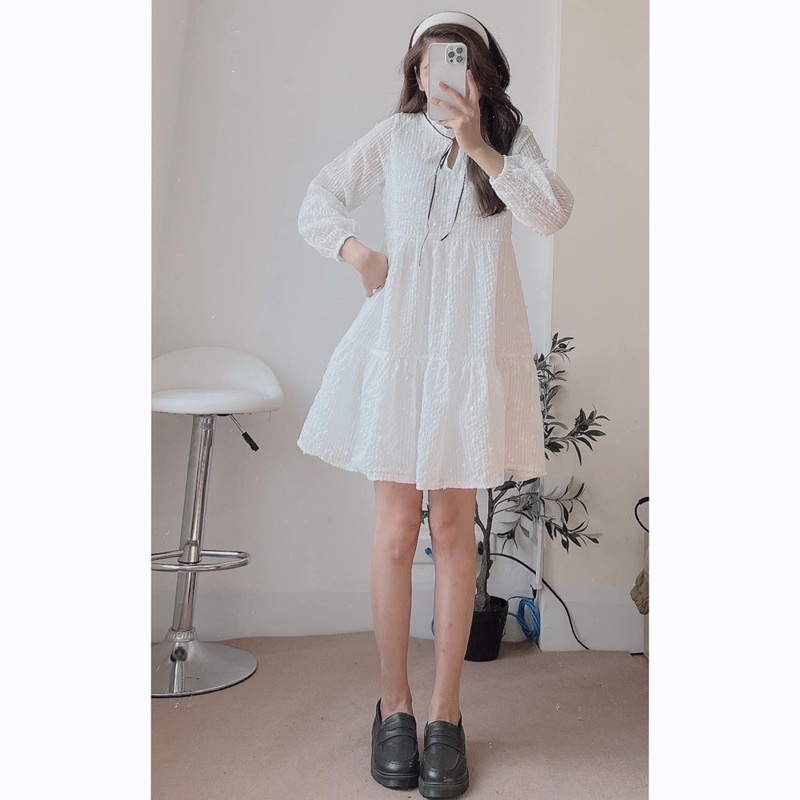 Váy babydoll hạt gạo kiểu dáng tiểu thư hai màu xinh