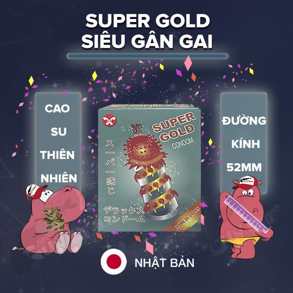 Bao Cao Su Gân Gai Bi Super Gold hộp 2 cái