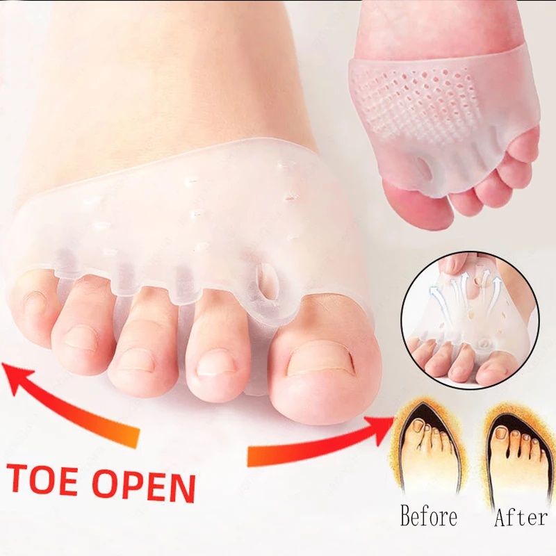 1 Cặp Miếng Lót Giày Cao Gót Tách Ngón Bằng Silicone Họa Tiết Tổ Ong