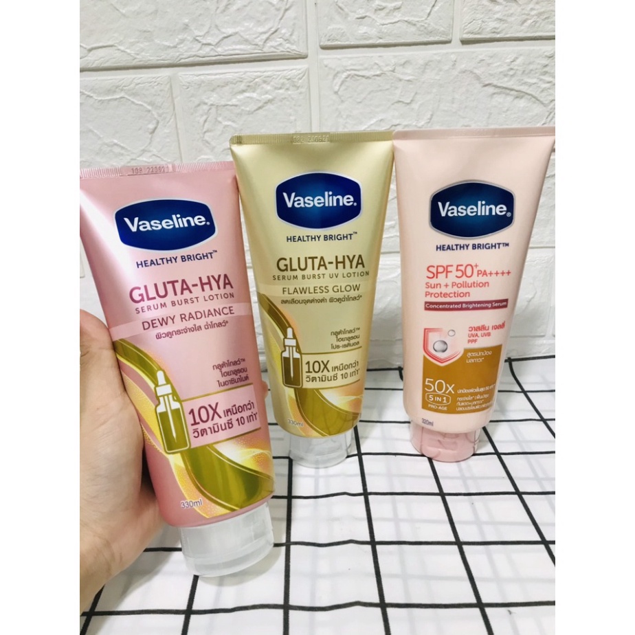 Sữa Dưỡng Thể Vaseline Healthy White dưỡng da ngày đêm 50x Gluta HYA Thái Lan (320ML-330ML)