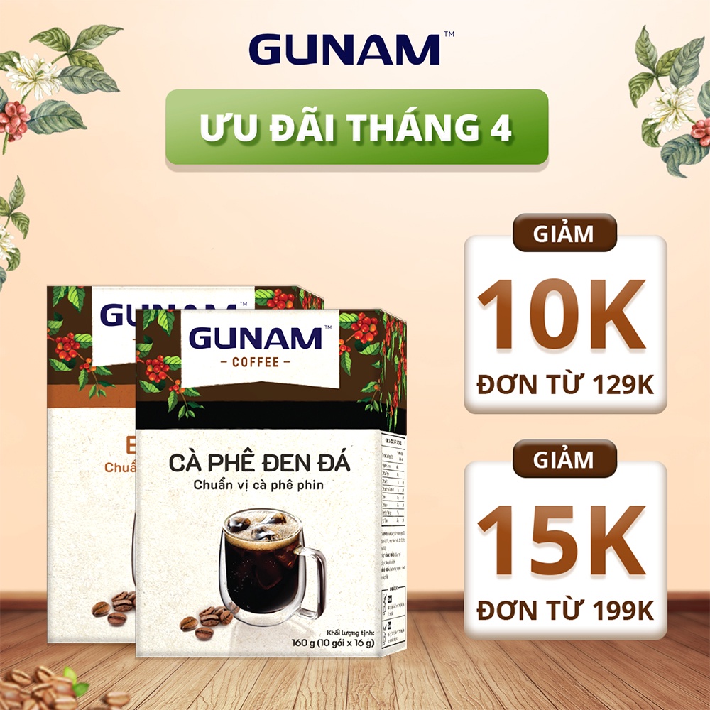 [TẶNG HỘP LOCK&amp;LOCK]Combo Cặp Đôi Hoàn Hảo - cà phê hòa tan GUNAM đen đá (10 gói x 16g) + cà phê hòa tan GUNAM bạc sỉu (