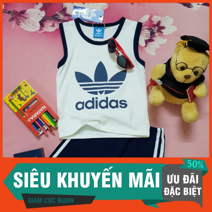 [Chính Hãng Adidas]Đồ Bộ Bé Trai Thể Thao 3 Lỗ Siêu Mịn Đẹp Size 8kg-25kg