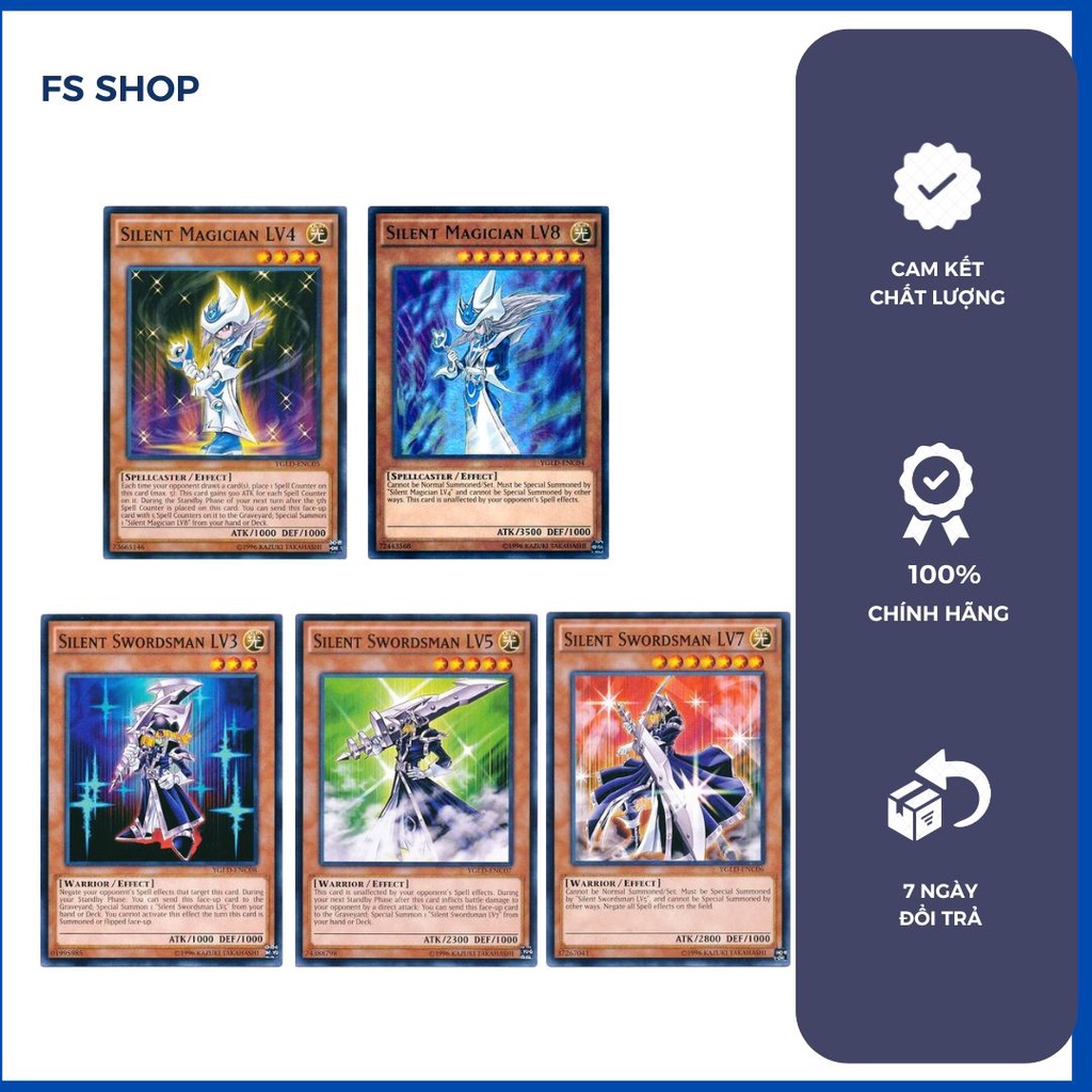 Thẻ bài yugioh chính hãng  set 5 lá  Silent Magician & Swordsman
