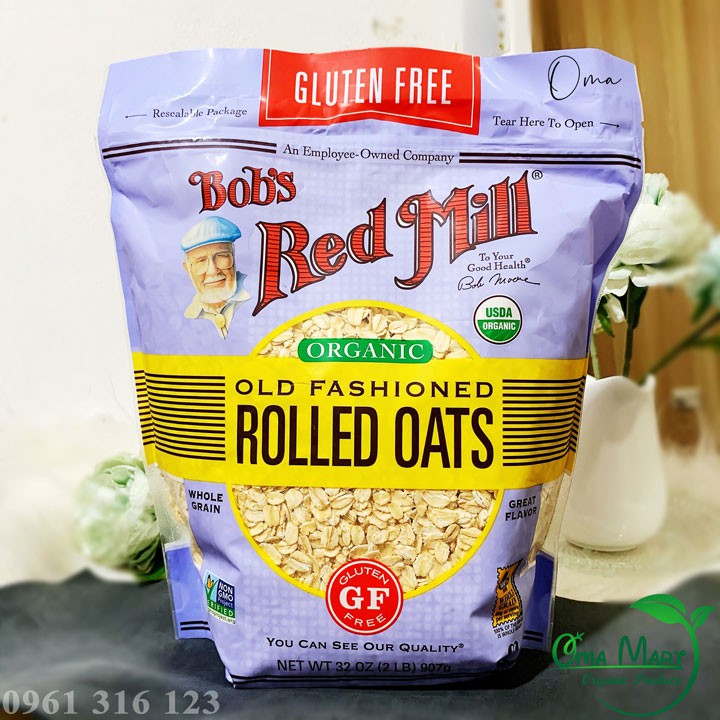 [Bob's Red Mill] Yến mạch cán vừa hữu cơ không chứa Gluten 907g