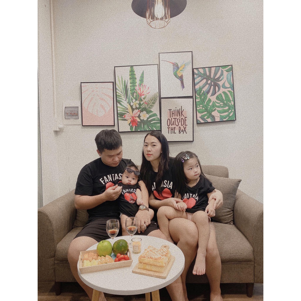 Áo gia đình Familylove – đồ gia đình in hình trái tim chữ Fantasia dễ thương chất cotton 100 co giãn