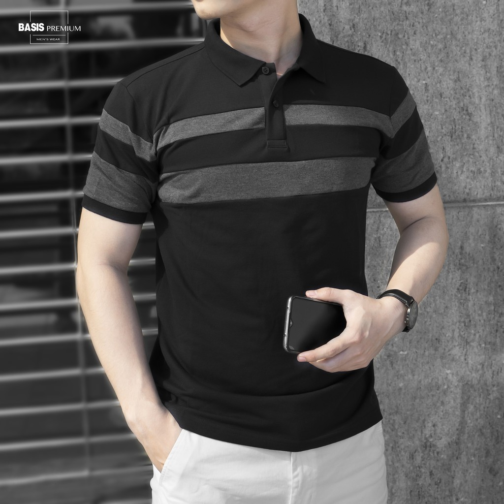Áo Polo nam thiết kế phối RAGLAN, chất liệu cotton xuất xịn, form ragular-fit Basis APL204