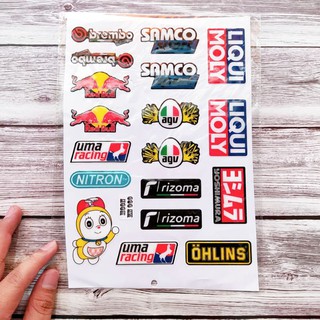 Bộ tem logo , nhãn dán nổi chữ liqui moly , samco , brembo , uma , rizoma ...