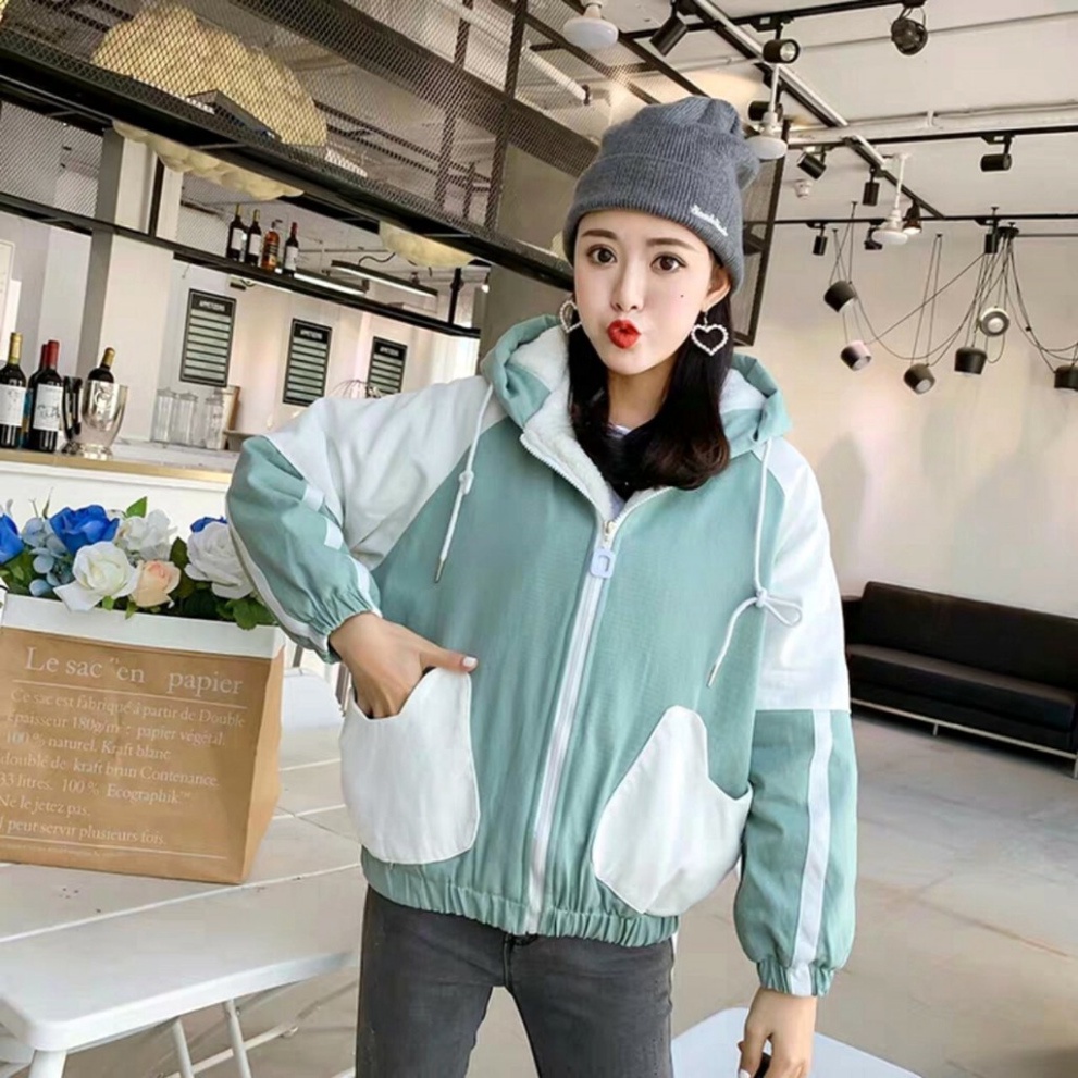 Áo khoác dù nữ unisex form rộng 2 lớp chống nước đẹp có nón Blooming - KD40 - Gió dù 2 lớp - lớp gió bên ngoài và lót dù