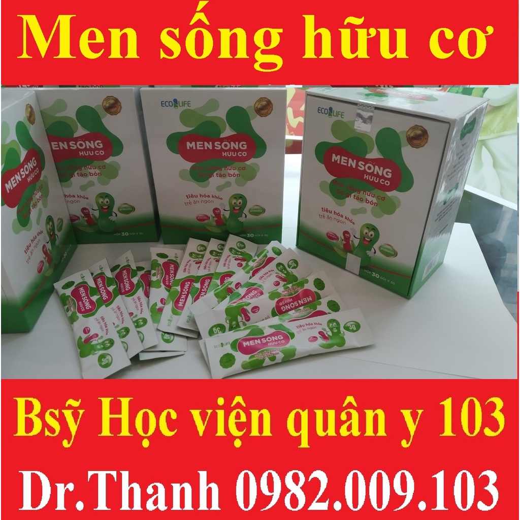 Men sống Hữu cơ ecolife hộp 30 gói (men vi sinh dùng cho táo bón,tiêu chảy,rối loạn tiêu hóa,trẻ em kém ăn chậm lớn)