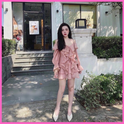 Áo trễ vai nữ có dây sơ mi bèo tay dài ulzzang kiểu Hàn Quốc