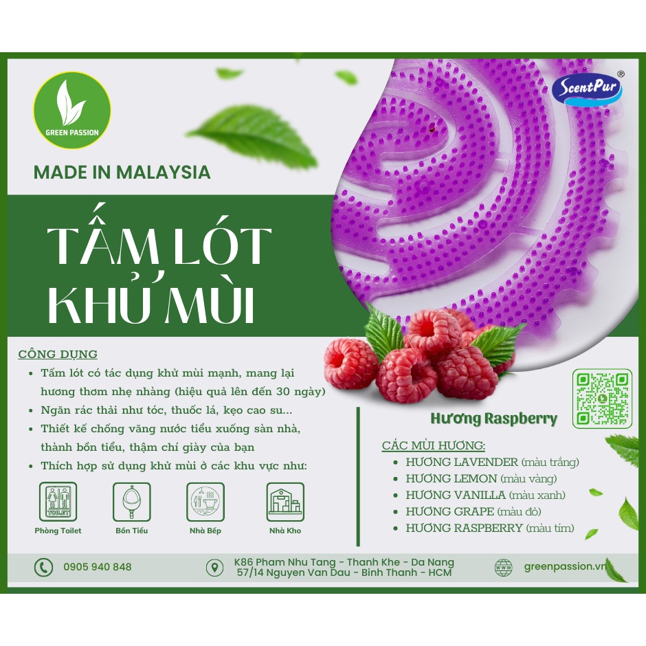 Tấm lót khử mùi đa năng ScentPur - Hương Raspberry