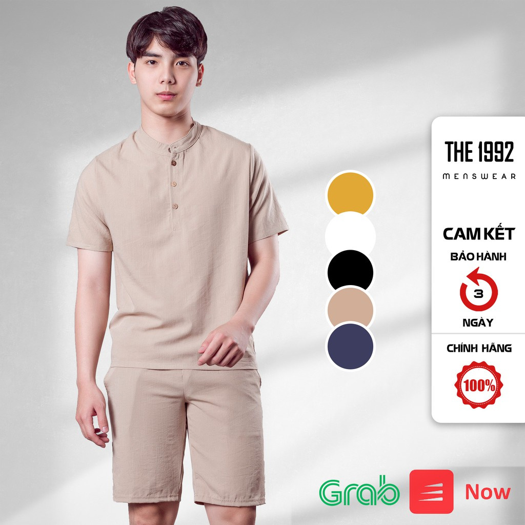 Đồ bộ nam đũi THE 1992 Bộ đũi nam cổ tàu cao cấp | BigBuy360 - bigbuy360.vn