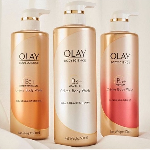 Sữa tắm Olay B3 Retinol/Peptide/Vitamin C dưỡng ẩm sáng da, giảm lão hóa 500ml