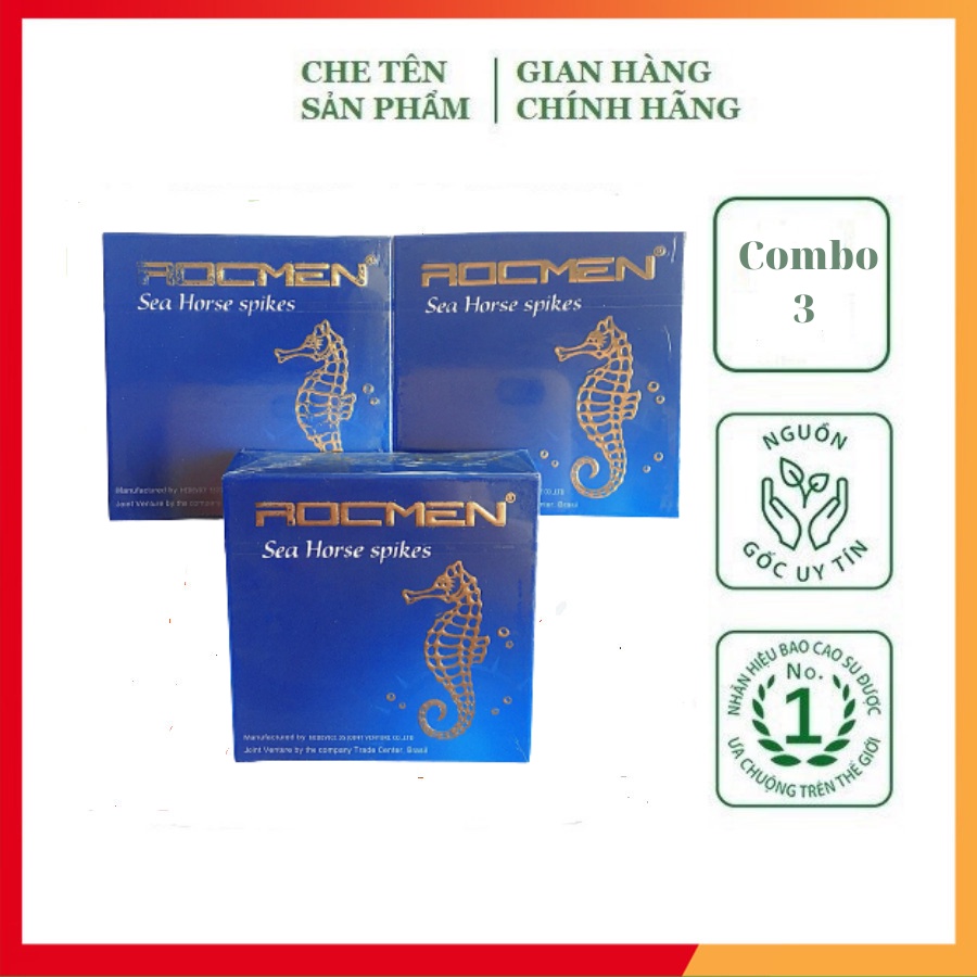 Combo 3 hộp bao cao su Rocmen xanh, bao siêu mỏng, hộp 3 bao