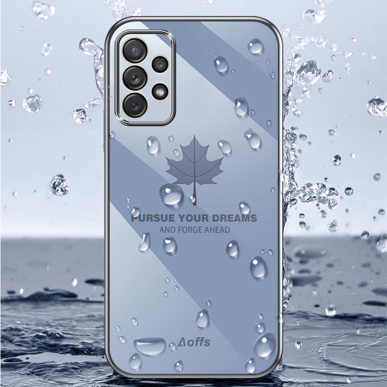 Ốp Điện Thoại Mềm Mạ Điện Hình Lá Phong Kèm Dây Đeo Cho Samsung Galaxy A24 4G A34 A54 A23 A33 A73 A53 5G A14 5G A04s A13 5G FY
