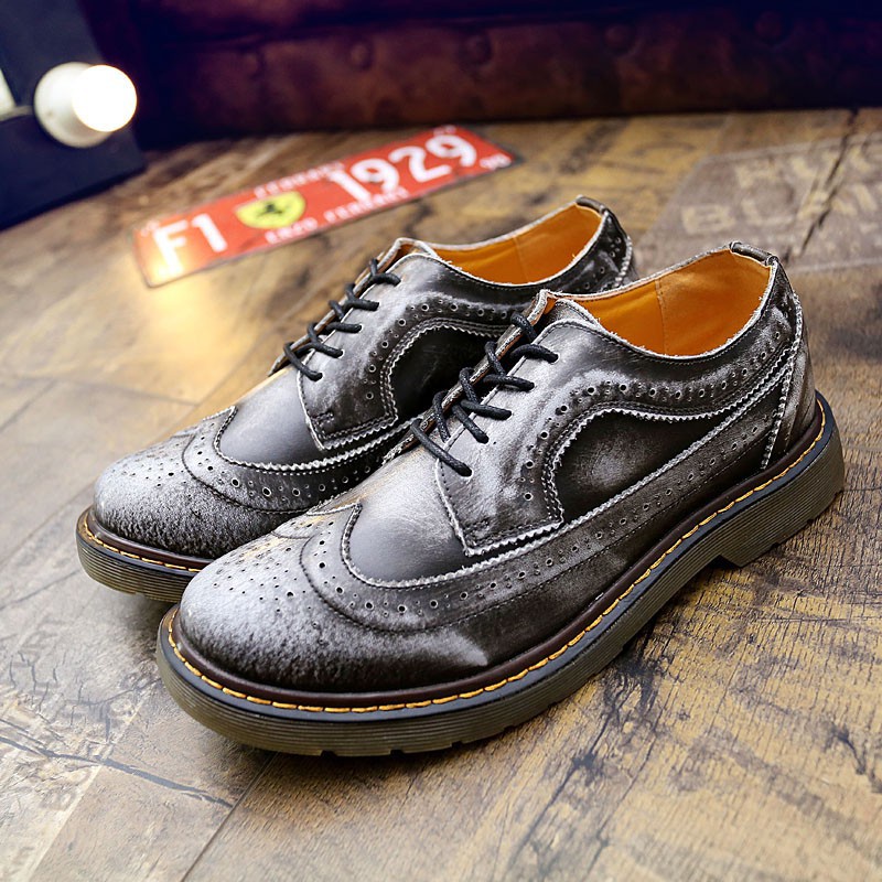 Mens Oxfords Leather Basic Dress Formal Brogue Shoes Man Gentry Style