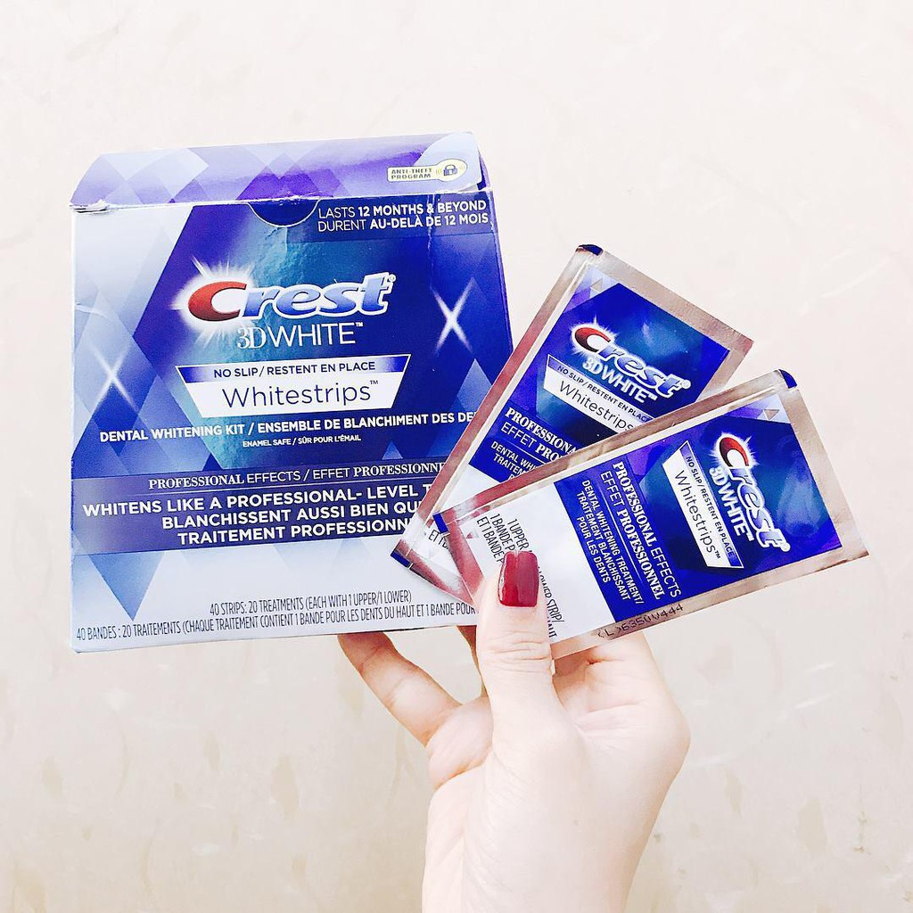 Miếng dán trắng răng Crest 3D White Whitestrips [Hàng Mỹ]