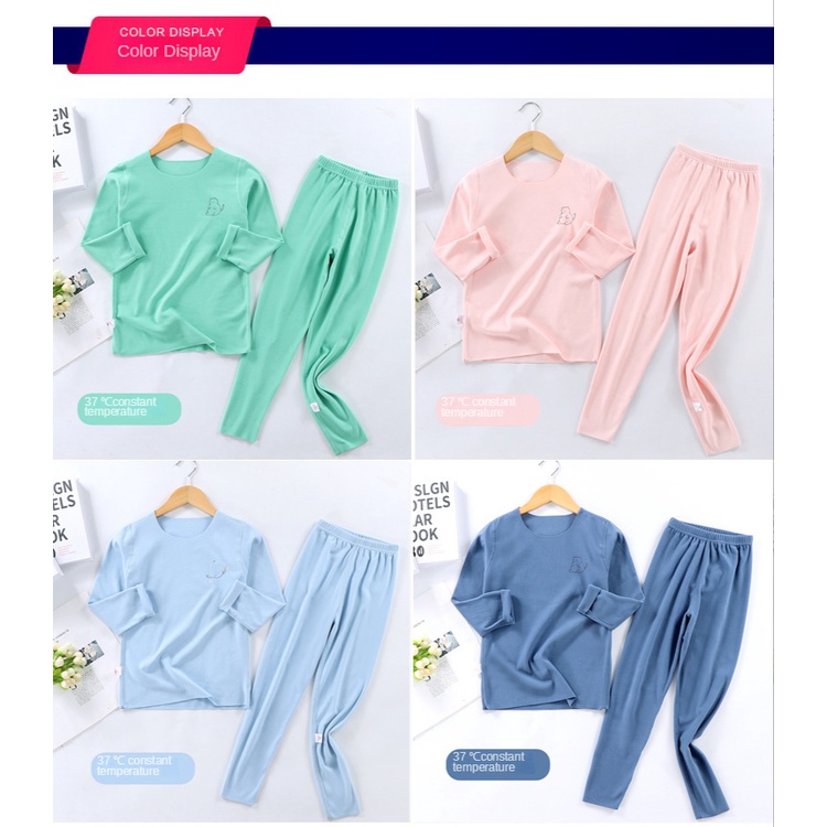 Bộ Đồ Ngủ Hai Mảnh Không Đường May Màu Trơn Dành Cho Bé Trai Gái 1-6 Tuổi