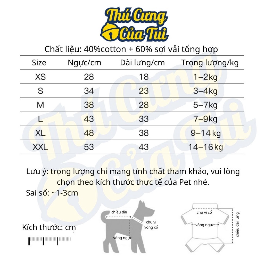 Quần Áo Cho Thú Cưng Chó Mèo Dạng Thun Hoodie - Thú Cưng Của Tui