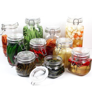 COMBO CHAI LỌ HŨ THỦY TINH: 3 CHAI 350ML + 5 HŨ NẮP GÀI 2L