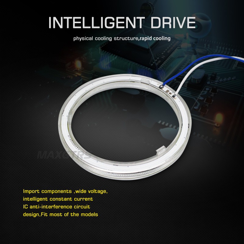 Bộ 2 Đèn Pha LED COB Dạng Vòng Halo Tự Động Phá Sương Mù Cho Xe Hơi / Xe Máy MAXGTRS