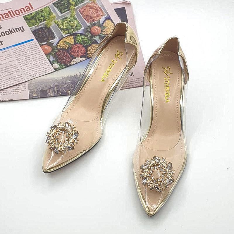 giầy cao gót nữ mũi nhọn 7 phân -9 phân quai mika đính hoa đá đế trong suốt hottrend 2023 VINA STORE mã B11