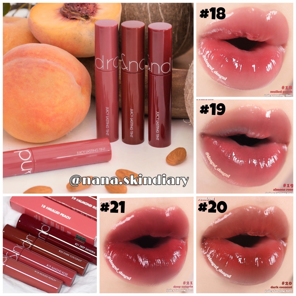 Son Tint Bóng Romand Juicy Lasting Tint Full Màu 13 19 20 23 28 29