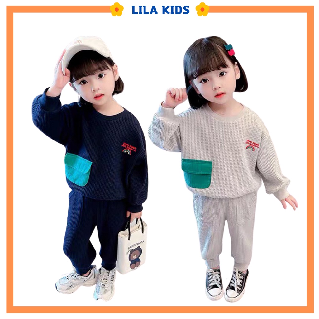 Bộ Dài Tay Thu Đông Cho Bé, Bộ Thu Đông Cho Bé Chất Thun Tổ Ong Cao Cấp - LILA KIDS