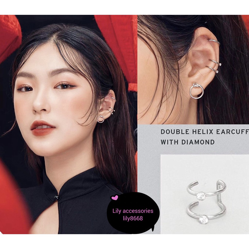 Double Helix Ear Cuff kẹp tai titan đính kim không cần xỏ lỗ không gỉ không đen cho nam nữ Unisex