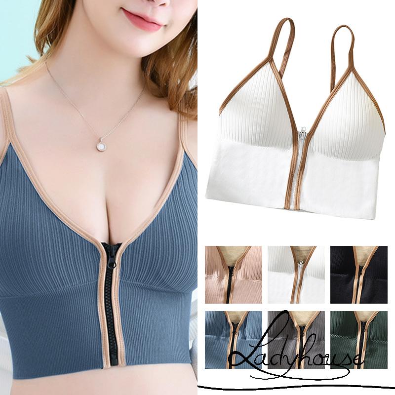Áo Bra Croptop Không Tay Màu Sắc Trơn Thiết Kế Hở Lưng Có Khóa Kéo Thời Trang Quyến Rũ Cho Nữ