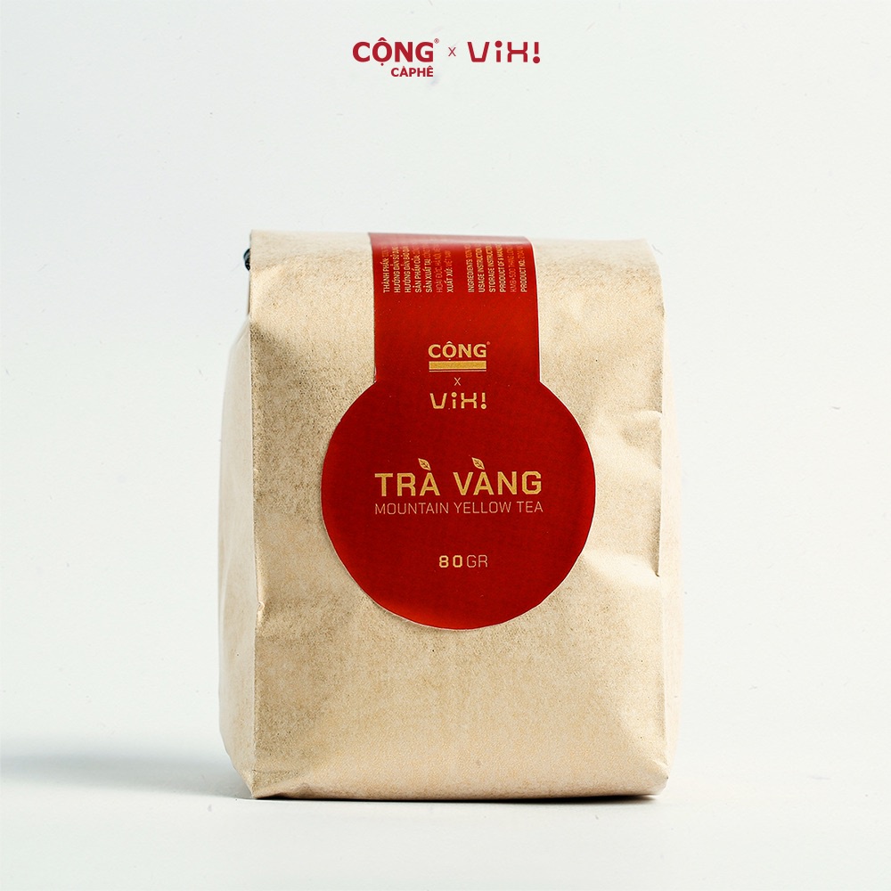 Trà vàng cổ thụ Cộng Cà Phê x ViXi 80 gram kèm 1 tép cafe túi nhúng 8 gram