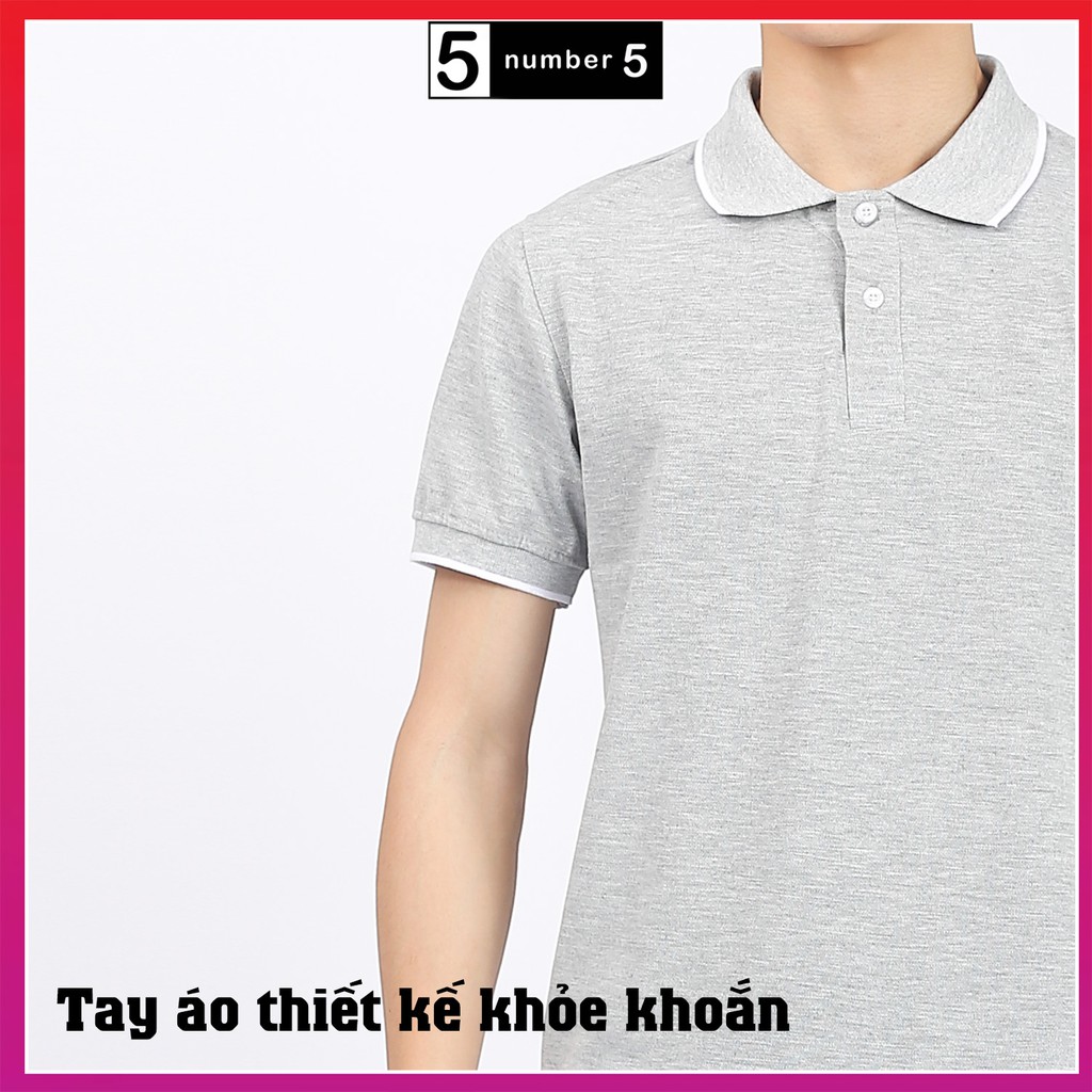 Áo Thun Polo Nam Cổ Bẻ Họa Tiết Trơn Number5 Chất Cotton Thoáng Mát [ APF ]
