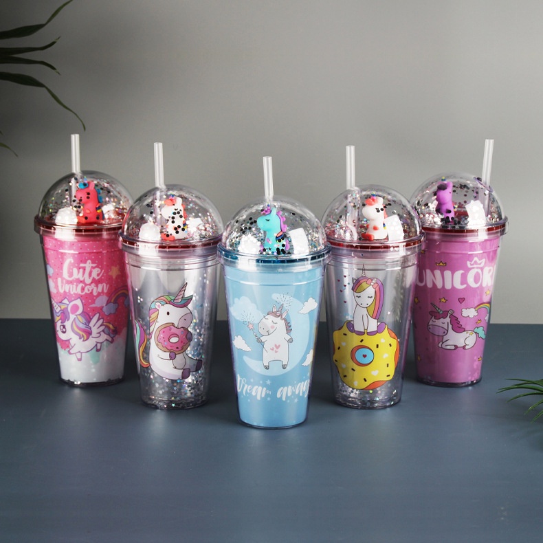 Bình Nước 500ML Kèm Ống Hút Kiểu Dáng Dễ Thương