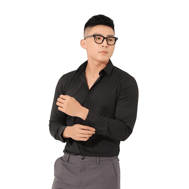 Áo sơ mi nam tay dài công sở trơn cao cấp, sang trọng AKUBA - Form Slimfit | 02A923