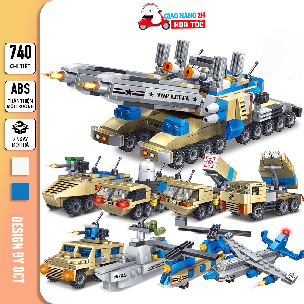 BỘ ĐỒ CHƠI LEGO XE TĂNG 4 NÒNG, LEGO MÁY BAY, XE BỌC THÉP ĐỒ CHƠI THÔNG MINH CHO BÉ 8 IN 1