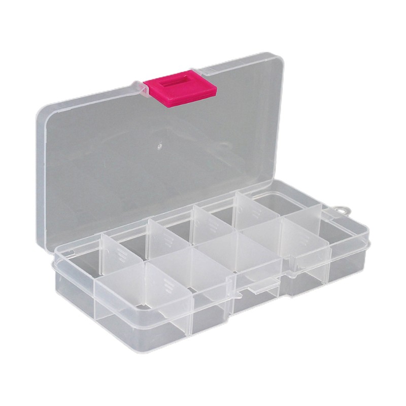 Hộp Nhựa Trong Suốt 10 Ngăn Đựng Trang Sức