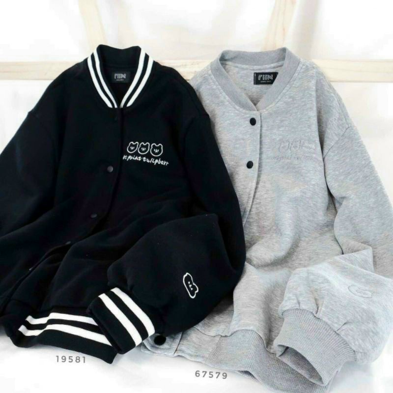 Áo Khoác Cardigan Nỉ Thêu 3 Mặt Con Gấu Siêu Cute - Bomer Jacket Thu Đông - From Rộng Unisex Nam Nữ Couple