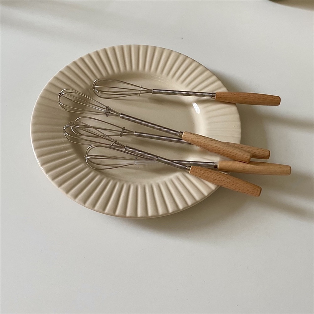 1 Cây Khuấy Kem Bằng Thép Không Gỉ Tay Cầm Bằng Gỗ