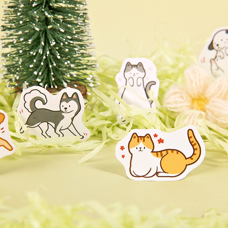 Sticker chủ đề Cún Và Mèo - Hộp 45 miếng dán trang trí sổ tay Bullet Journal - M218