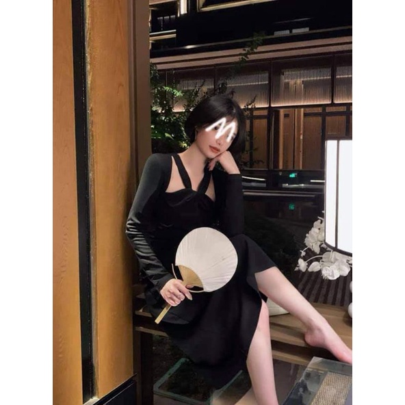 Đầm váy nữ xoắn cổ tay dài hot hit Nau Dress