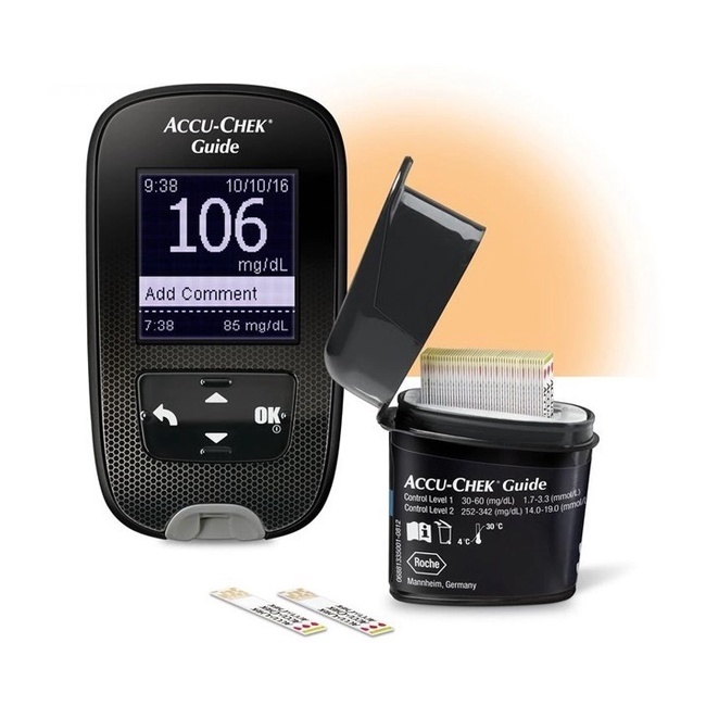 Máy đo đường huyết Accu-Check Guide + Kèm 25 que test thử máu và 10 kim lấy máu