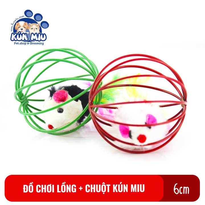 Đồ chơi lồng chuột Kún Miu cho chó mèo, đường kính 6cm