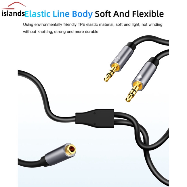 Dây cáp âm thanh chi nhánh lỗ cắm sang 2 đầu cắm 3.5mm kết nối tai nghe/mic cho máy tính