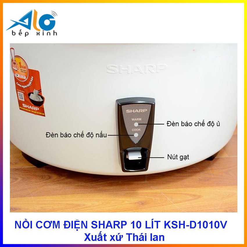 [Mã ELHADEV giảm 4% đơn 300K] Nồi cơm điện Sharp 10 lít KSH-D1010V - nắp rời - Siêu bền - Alo bếp Xinh