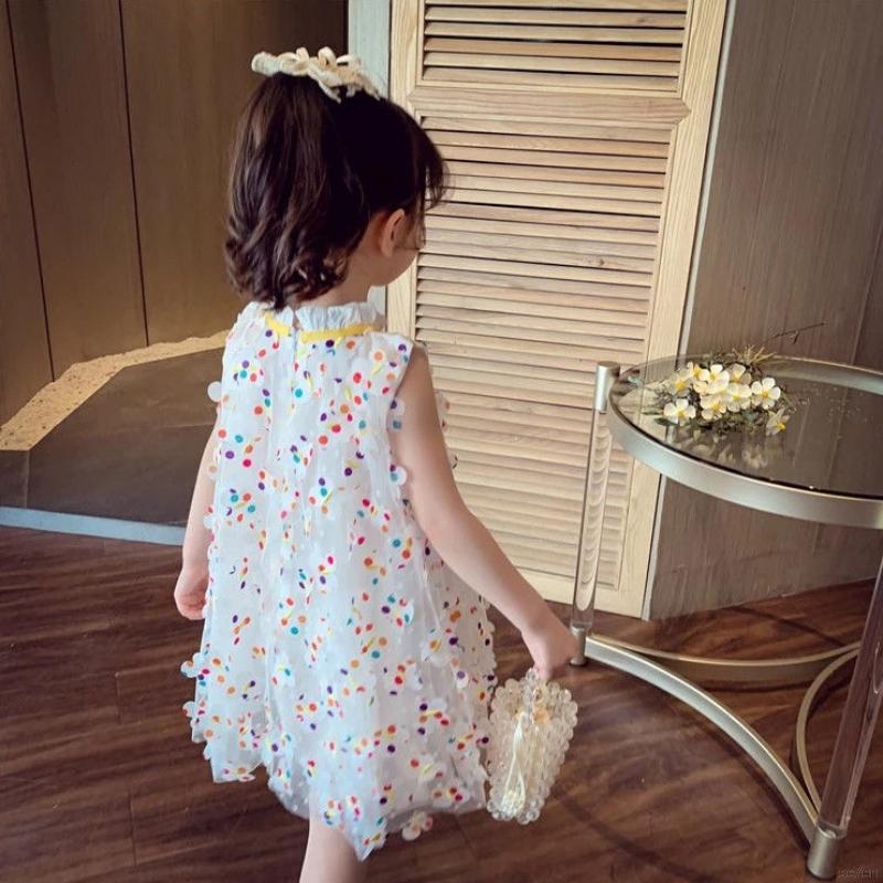 Đầm Sát Nách Phối Lưới Xinh Cho Bé Gái 1-6 Tuổi