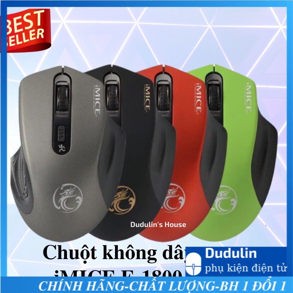 [GIẢM MẠNH] Chuột không dây Gaming Mouse iMice E-1800 - Phím êm - Max 1600 DPI - Bảo hành chính hãng 12 tháng