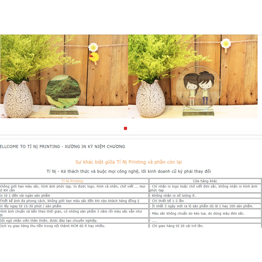 Pha lê trái tim thương hiệu Tini Printing kích thước phi 10 in hình theo yêu cầu