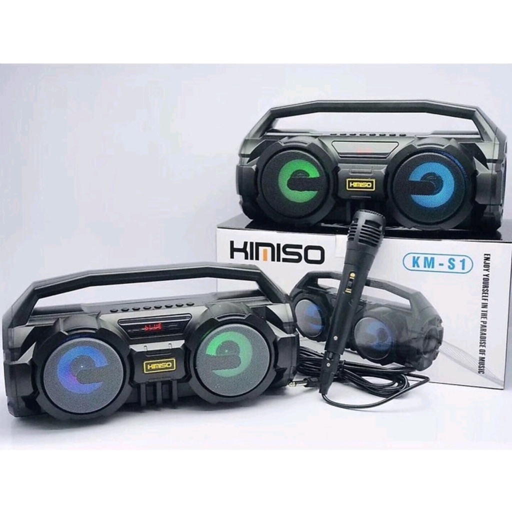 [ Tặng 1 micro hát] Loa Bluetooth karaoke xách tay Kimiso KM-S1 - 2 Bass Cực Mạnh- Nghe Nhạc Cực Chất
