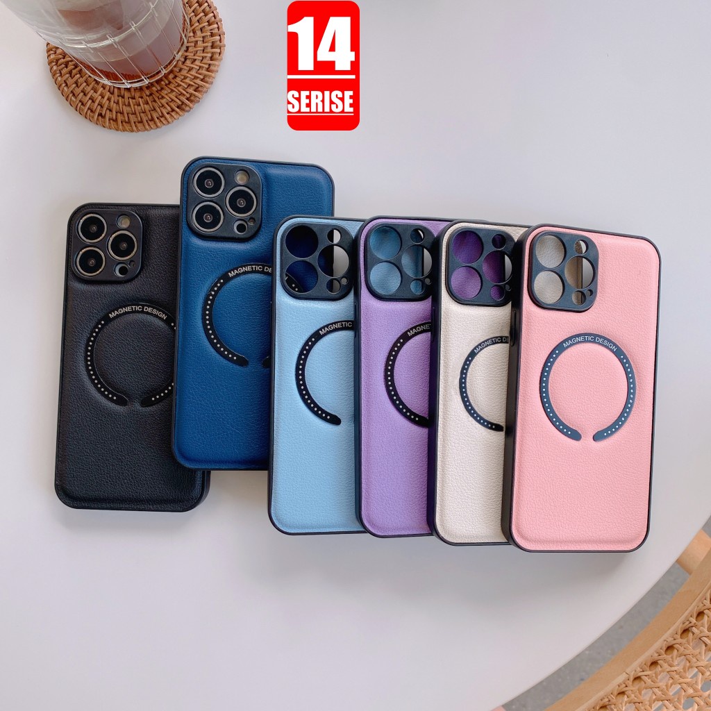 Ốp Điện Thoại Kim Loại Hít Nam Châm Chống Sốc Bảo Vệ Ống Kính Sạc Không Dây Magsafe Cho iPhone 14 plus pro max 14pro 14 serise